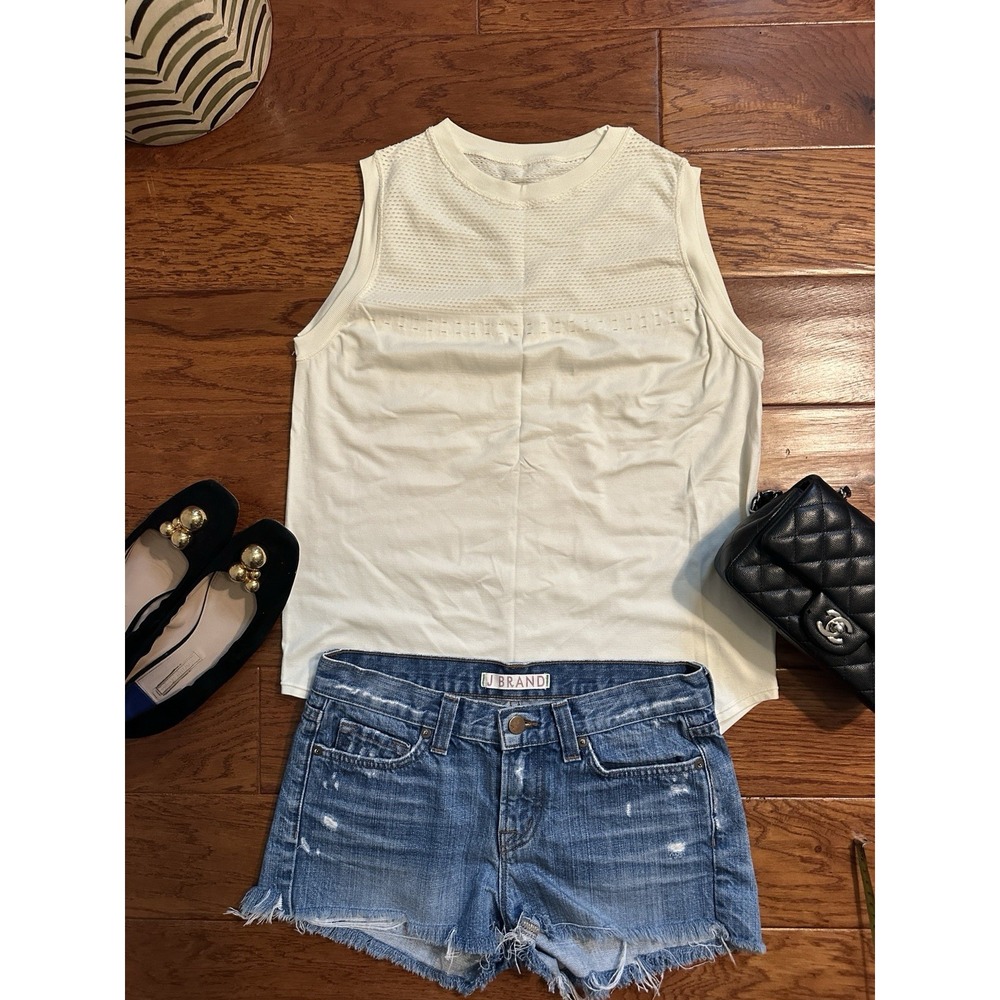 Varley Morro Tank Womens Mesh Knit Workout Off White Ivory Top S/M